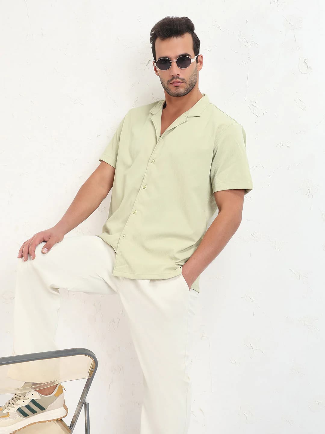 Green Washed Effect Safari Shirt