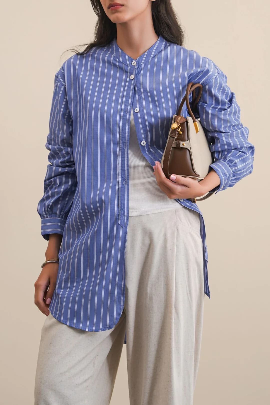 Blue Cotton Striped Shirt