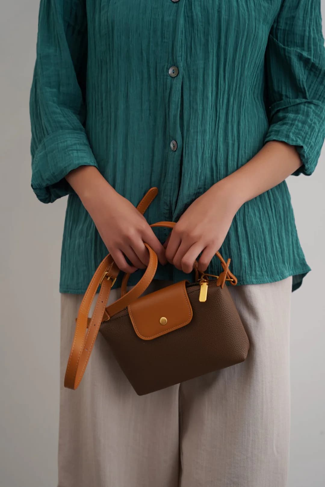 Coffee Small Lotus Crossbody